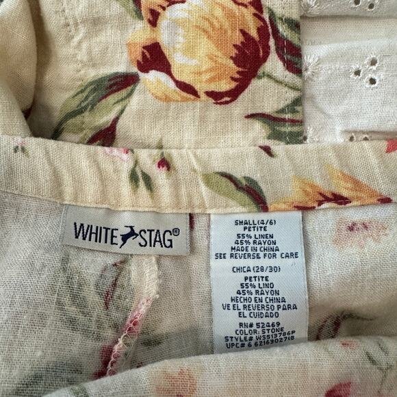 Vintage Y2K Pale Yellow Floral Red Prairie Cottage Core Flowy Midi Skirt Small - Picture 3 of 5